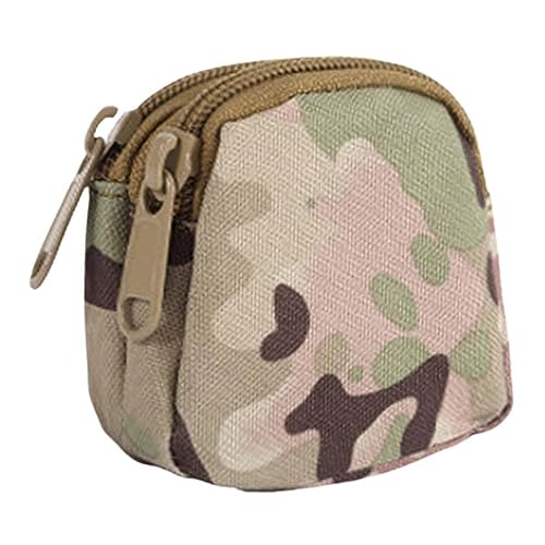 Mini Coin Pouch Change Holder, Outdoor Tactical Wallet Nylon Waist Bag for Men, Multifunctional Coin Purse Cash Holder Money Pouch, Small Change Bag with Two Zipper Compartments, CP Camo, von Easnea