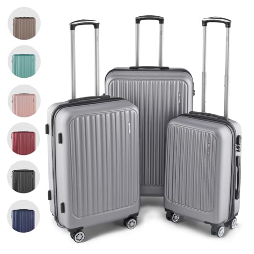 Easy Move ABS Hartschalenkoffer [ERGONOMISCH & SICHER] - Großer Trolley Koffer mit 360° Rädern, Zahlen Schloss - reisekoffer groß, hartschalenkoffer, Luggage (Pink, Set) * von Easy Move