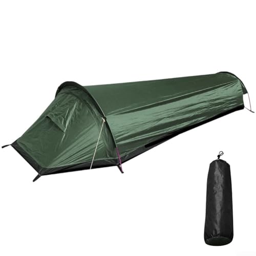 1-Mann-Zelt für Rucksackreisen, ultraleichtes Einzelpersonen-Campingzelt, wasserdichter Schlafsack, zum Wandern, Bergsteigen, Reisen, 220 × 90 × 50 cm (grün) von EasyByMall