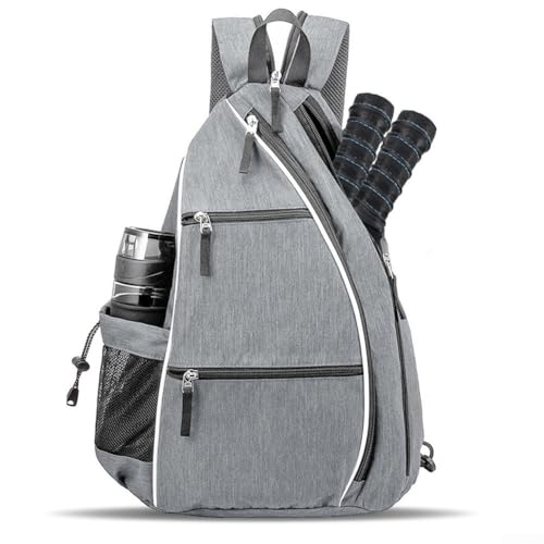 EasyByMall Tennis-Rucksack für mehrere Schläger, mit wasserabweisender Konstruktion, ideal für sportliche Aktivitäten (grau) von EasyByMall