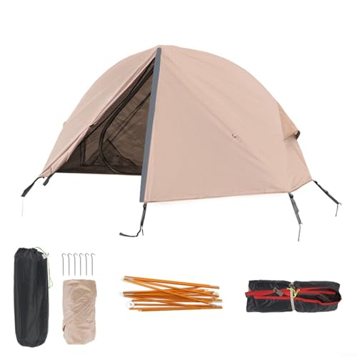 Faltbares Campingzelt, 2-lagiges Camping-Schlafbett, leicht, für den Außenbereich, erhöhtes Zelt, für Camping, Wandern, Angeln (Khaki) von EasyByMall