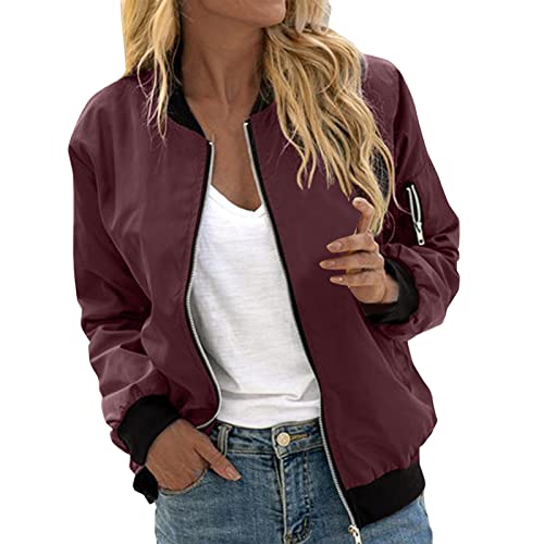 Bomberjacke Damen Blau, Blouson Damen Blau, Pilotenjacke Reißverschluss Langarm Fliegerjacke Dünne Bequeme Freizeitjacke Einfarbiges Klassisch Regenjacke Beiläufig Elegantes Coat Sommer Mädchen von Eauptffy