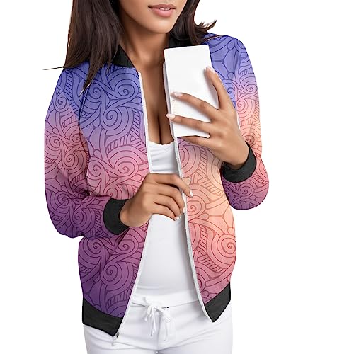 Bomberjacke Damen Blumen, Blouson Jacke Damen, Pilotenjacke Langarm Reissverschluss Fliegerjacke Kuschelig Dünn Freizeitjacke Modische Gedruckte Übergangsjacke Lounge Elegantes Jacket Ladies Sommer von Eauptffy