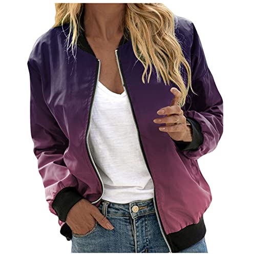 Bomberjacke Damen Blumen, Blouson Jacke Damen, Pilotenjacke Lange Ärmel Zipper Fliegerjacke Dünne Kuschelig Damenblouson Aufdruck Stilvolle Übergangsjacke Lässig Schicke Trenchcoat Ladies Outdoor von Eauptffy