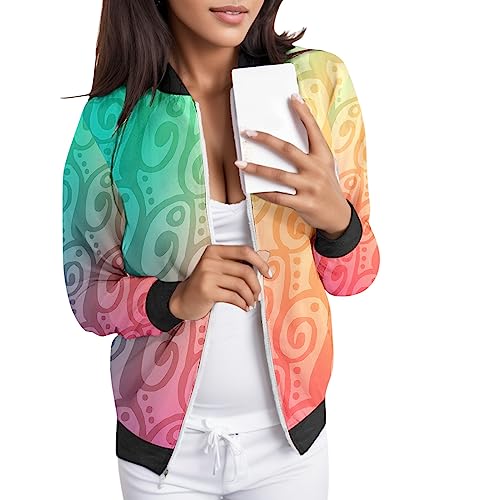 Bomberjacke Damen Bunt, Blouson Jacke Damen Rose, Pilotenjacke Langärmliges Zip Fliegerjacke Dünn Bequemer Bomber Jacket Gedruckt Stilvolle Funktionsjacke Lounge Eleganter Coat Ladies Outdoor von Eauptffy