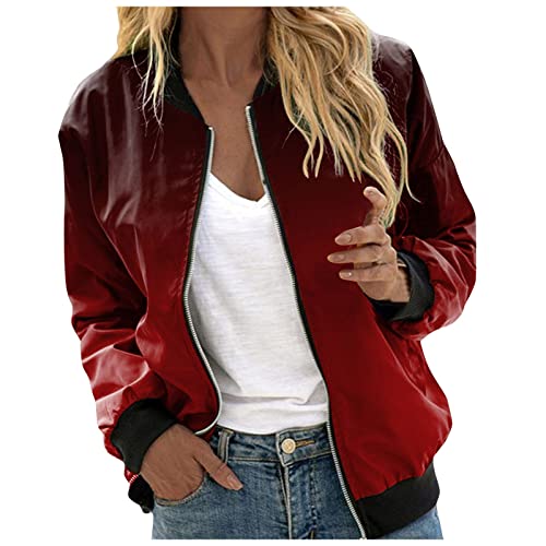 Bomberjacke Damen Schwarz, Blouson Jacke Damen Blumenmuster, Pilotenjacke Lange Ärmel Zip Fliegerjacke Dünn Leicht Bomber Jacket Mode Drucken Regenjacke Eleganter Freizeit Jacken Frauen Winter von Eauptffy