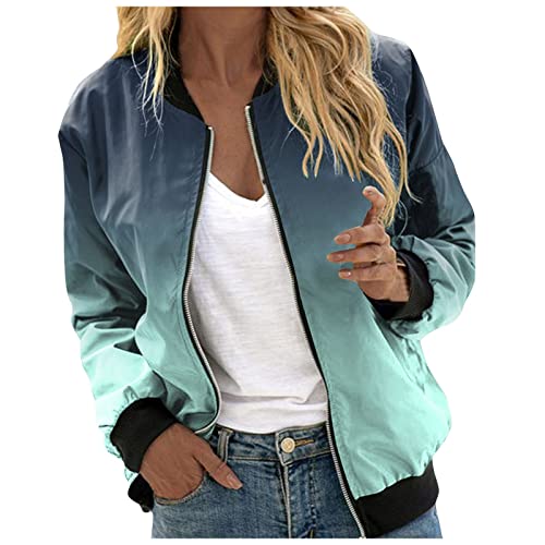 Bomberjacke Damen Winter, Blouson Damen Beige, Pilotenjacke Reissverschluss Langärmliges Fliegerjacke Dünne Kuschelig Damenblouson Druck Mode Sweatjacke Lässige Elegante Jacken Ladies Outdoor von Eauptffy