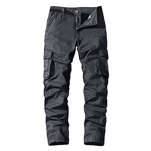 Cargohose Herren Schwarz Dünner Sporthose Cargohose Herren Lange Beine Bequeme Funktionshose Sohn Geschenke Von Mama Overalls Baumwolle Für Vier Jahreszeiten Schlicht Einfarbig Elastische Taille Takt von Eauptffy