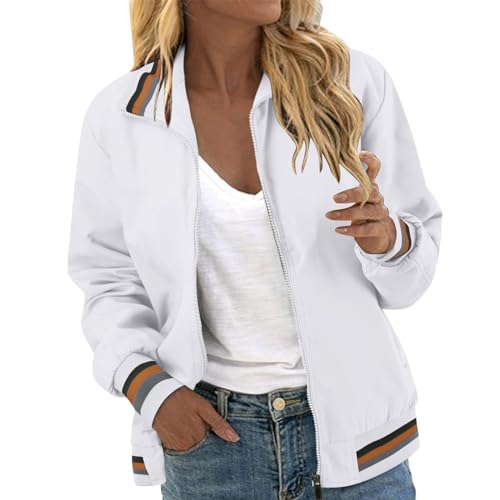 Eauptffy Bomberjacke Damen, Blouson Jacke Damen Rose, Pilotenjacke Zipper Langärmliges Fliegerjacke Dünn Komfort Sommerjacke Basic Einfarbig Übergangsjacke Freizeit Schicke Jacket 2024 Ladies von Eauptffy