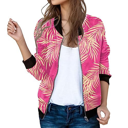 Eauptffy Bomberjacke Weiß, Blouson Jacke Damen Blau, Pilotenjacke Zip Lange Ärmel Fliegerjacke Dünn Kuschelig Sommerjacke Trend Gedrucktes Frühlingsjacke Lounge Schicke Windjacke Ladies College von Eauptffy