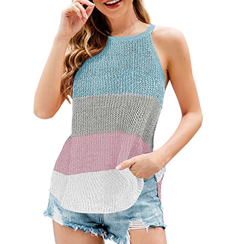 Eauptffy Damen Satin Tank Tops Doppellagig Ärmellos Blusen Sommer Strick Tank Top Racerback Casual Loose Assorted Colorssleeveless Weste Weite Blusen Tunika Bluse Shirt Tops von Eauptffy