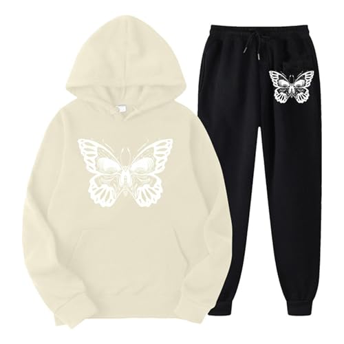 Eauptffy Hausanzug Damen, Hooded und Sweathosen, Kapuzenpullover Set Gedruckter Halloween Sportanzug Zweiteiliger Kapuzen Tracksuit Set Baggy Lässiges Lounge Set Stilvolle 2024 Sport Set Running von Eauptffy