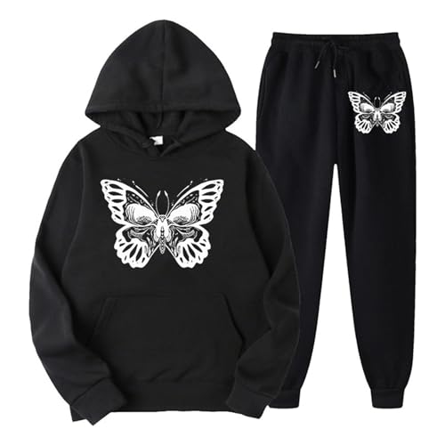 Eauptffy Hausanzug Damen, Hooded und Sweathosen, Kapuzenpullover Set Gedruckter Halloween Sportanzug Zweiteiliger Kapuzen Tracksuit Set Baggy Lässiges Lounge Set Stilvolle 2024 Sport Set Running von Eauptffy