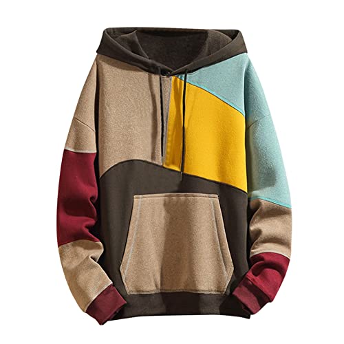 Eauptffy Hoodie Backprint Herren, Herren Kapuzenpullover, Kapuzen-Sweatshirt Winter Langärmelig Sweatshirts Kapuze Training Kapuzenjacke Lässiges Locker Mantel Farbblock Modern von Eauptffy