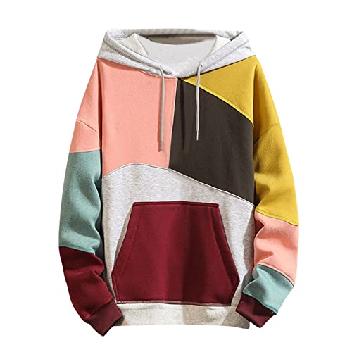 Eauptffy Hoodie Backprint Herren, Herren Kapuzenpullover, Kapuzen-Sweatshirt Winter Langärmelig Sweatshirts Kapuze Training Kapuzenjacke Lässiges Locker Mantel Farbblock Modern von Eauptffy