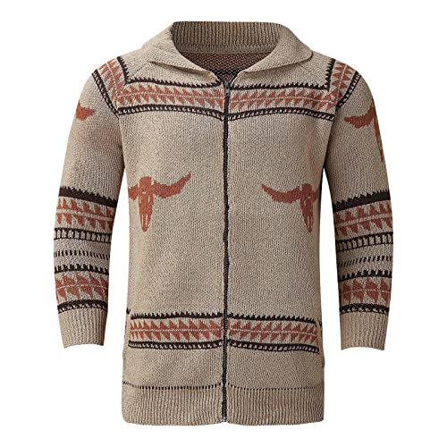 Eauptffy Jacke Oktoberfest Herren, Cardigan Herren, Herrenstrickjack Zip Trachtenjanker Dicker Knitted Strickpullover Warme Rollkragen Winterjacken Mode Drucken Jacke Weich Casual von Eauptffy