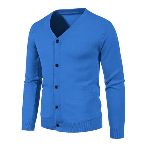 Eauptffy Jacke Tracht Herren, Cardigan Herren Lang, Herrenstrickjacken mit Knöpfen Wolljacke V Ausschnitt Warme Trachtenstrickjacke Gestrickte Klobig Winterjacke Einfarbig Basic Jacke Langarm Lässige von Eauptffy