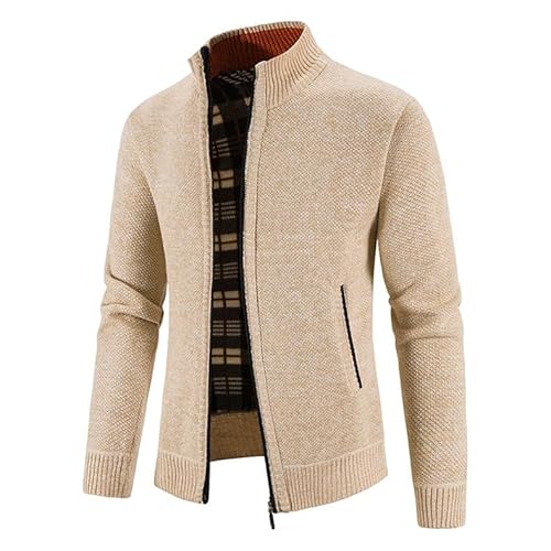 Eauptffy Janker Herren Tracht, Cardigan Herren, Strickcardigan Zipper Trachtenjanker Dickere Gestrickt Strickwaren Hochgeschlossen Warme Winterjacke Solide Basic Sweaters Lounge Regular Fit von Eauptffy