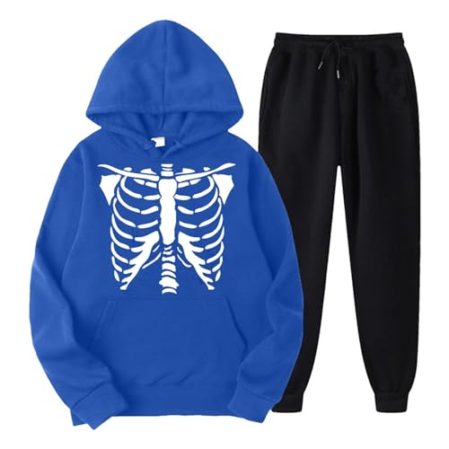 Eauptffy Jogginganzug Damen Große Größen, Hoodies und Lange Hosen, Hoody Set Halloween Bedrucktes Jogginganzug 2 Teilig Kapuze Sweatsuit Lockere Beiläufig Hausanzug Modern Winter Streetwear Running von Eauptffy