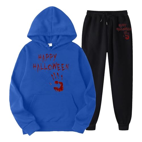 Eauptffy Jogginganzug Damen Set, Hoodies und Sporthosen, Hoody Set Horror mit Blood Drucken Jogginganzug 2-Teilige Kapuze Tracksuit Casual Lose Hausanzug Stilvolle Halloween Activewear Jogger von Eauptffy