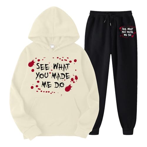 Eauptffy Laufanzug Damen Set, Hoody und Sporthosen, Hoodie Anzug mit Blut Horror Jogginghose Set 2-Teiliges Kapuzen Sweatsuit Lounge Locker Loungewear-Outfits Stilvolle Festlich Sportswear Running von Eauptffy