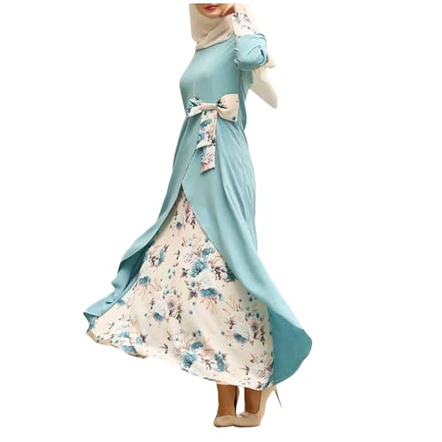 Eauptffy Muslimische Kleidung Frauen, Langarm Muslimisches Einteiliges Gebetskleid Vintage Muslim Kleider Islamic Abaya Burka Set Gebetskleidung mit Hijab Kopftuch Muslimisches Kleid Ramadan von Eauptffy