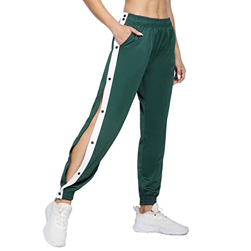 Eauptffy Reha Hose Damen, Jogginghose Damen, Seitlich Zu öffnen Unisex Gummibund Sweatshose mit Seitlicher Knopfleiste Lang Loose Trainingshose Lässig Sporthose Basketball Trainingsanzug Sportswear von Eauptffy