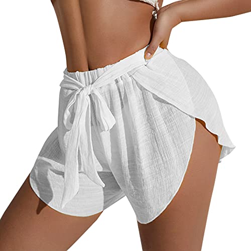 Eauptffy Shorts Radlerhose Sportshorts Leichte Atmungsaktive Lässige Lockere Strandshorts Für Damen Shorts Elastische Bund Capri Shorts Leinen Shorts Lauf Shorts Sweatshorts von Eauptffy