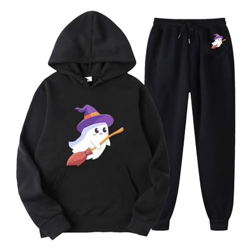 Eauptffy Sportanzug Damen Lang, Kapuzenpullover und Sweathosen, Hoodie Anzug Drucken Halloween Sportanzug 2-Teilige Kapuzen Sweatsuit Lockerer Lässiger Freizeitanzug 2024 Modern Sportswear Jogger von Eauptffy