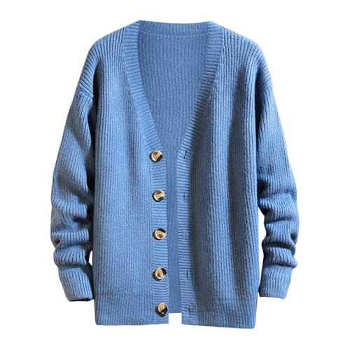 Eauptffy Strickjacke Herren, Cardigan Herren, Herrenstrickjack mit Knöpfen Strickpullover Warm V-Ausschnitt Trachtenjacke Dicke Knitted Winterjacke Trachten Einfarbige Pullover Regular Fit Freizeit von Eauptffy