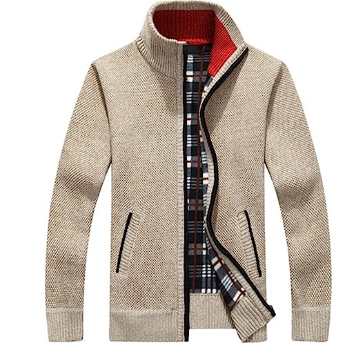 Eauptffy Strickjacke Herren Lang, Herren Cardigan, Herrenstrickjacken Zip Trachtenjacken Knitted Dicke Strickpullover Stehkragen Warme Übergangsjacken Schlichter Einfarbige Sweater Regular Fit Lounge von Eauptffy