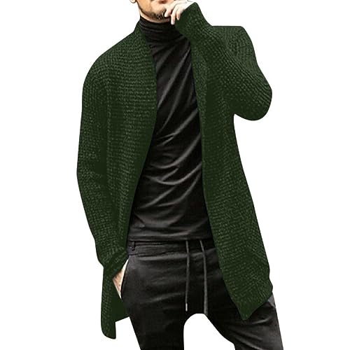 Eauptffy Strickjacke Herren Winter, Cardigan Herren Lang, Herrenstrickjacke Button Down Fleecejacke Warm Revers Trachtenjacken Grobstrick Dickere Freizeitjacken Solid Basic Sweater Winter Freizeit von Eauptffy