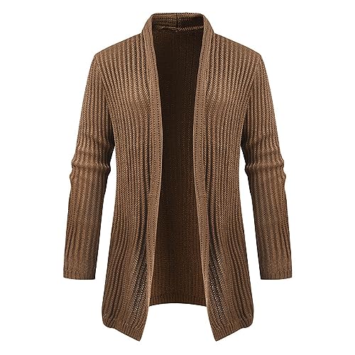 Eauptffy Trachten Jacke, Cardigan Herren, Strickcardigan Knopfleiste Fleecejacke Umlegekragen Warme Sweat-Jacke Strick Dickere Übergangsjacken Einfarbiges Klassischer Sweaters Lässig Weiches von Eauptffy