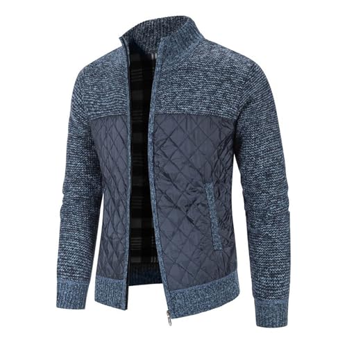 Eauptffy Trachten Jacke, Cardigan Herren Lang, Strickmantel Full Zip Trachtenjacke Klobig Feinstrick Longstrickjacke Warm Rollkragen Übergangsjacken Basic Farbblock Sweater Weich Freizeit von Eauptffy