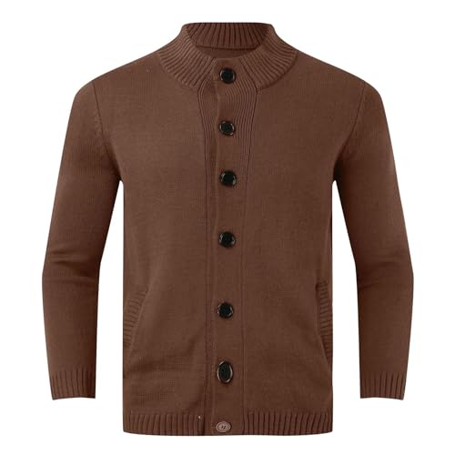 Eauptffy Trachten Strickjacke Herren, Cardigan Herren, Herrenstrickjacken mit Knöpfe Strickwaren Warm Stehkragen Trachtenjacke Dicke Feinstrick Winterjacken Einfarbiges Basic Jacke Regular Fit Lässig von Eauptffy