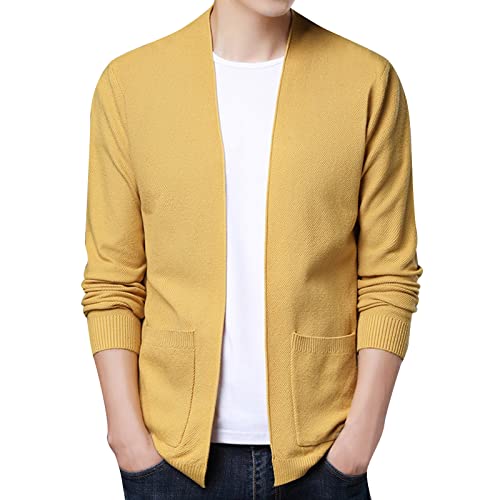 Eauptffy Trachten Strickjacke Herren, Herren Cardigan, Herrenstrickjacke mit Knopfverschluss Strickwaren V-Ausschnitt Warm Sweat-Jacke Strick Dicke Winterjacke Einfarbiger Basic Jacke Weich Lässiger von Eauptffy