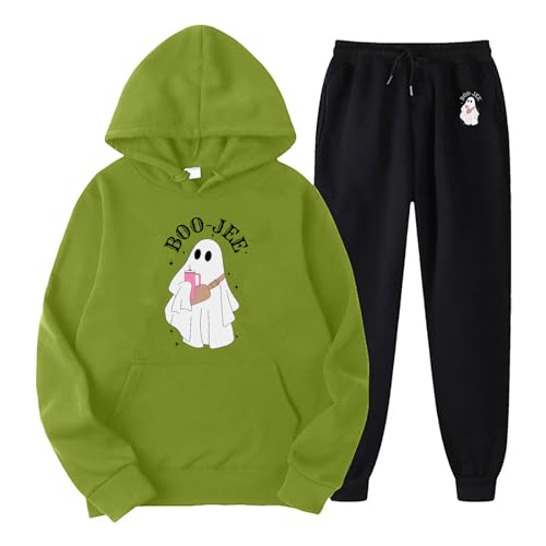 Eauptffy Tracksuit Damen Y2K, Hoodies und Jogginghose, Hoodie Anzug Gedrucktes Halloween Sportanzug Kappe Zweiteiler Tracksuit Set Lässiger Lockerer Hausanzug Modische Festlich Activewear Running von Eauptffy