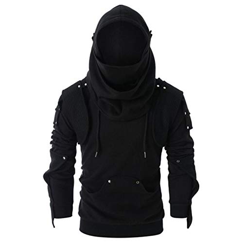 Eauptffy Winter Hoodie Herren, Kapuzenpullover Herren Grau, Kapuzensweat Gotisch Drawstring Pullis Fitness Kapuze Hooded Jacket Lässiger Lockere Streetwear Klassisch Einfarbiger von Eauptffy