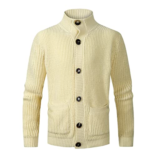 Jacke Oktoberfest Herren, Cardigan Herren Lang, Strickmantel Button Down Strickwaren Warm Hochgeschlossene Sweat-Jacke Dicke Fein-Strick Freizeitjacke Schlichter Solide Jacke Lässiges Langarm von Eauptffy