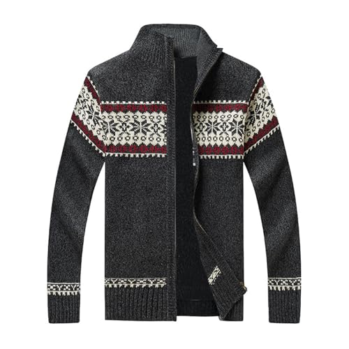 Jacke Oktoberfest Herren, Herren Cardigan, Herrenstrickjacke mit Reissverschluss Trachtenjanker Kabelstrick Dicker Wolljacke Rollkragen Warm Übergangsjacke Gedruckter Mode Jacken Beiläufig Winter von Eauptffy