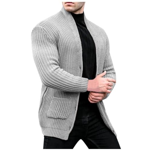 Janker Herren Tracht, Cardigan Herren, Herrenstrickjacken mit Knöpfen Fleecejacken V Ausschnitt Warm Trachtenjanker Feinstrike Dicke Freizeitjacke Solide Schlichter Pullover Regular Fit Lässige von Eauptffy