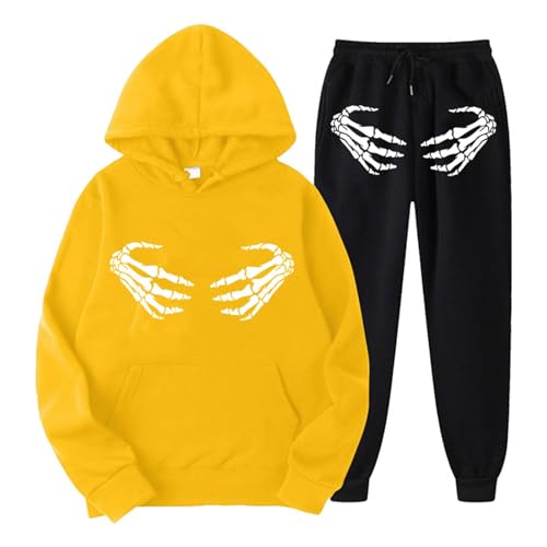 Laufanzug Damen, Kapuzenoberteil und Freizeithosen, Hoodie Set Bedrucktes Halloween Jogginghose Set 2-Teilig Kapuze Tracksuit Set Loose Lässiger Freizeitanzug Modische Festlich Bekleidungsset Jogger von Eauptffy