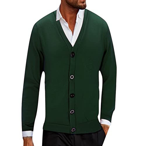 Oktoberfest Jacke Herren, Herren Cardigan, Herrenstrickjacke Knopfleiste Strickpullover Warme V Ausschnitt Sweat-Jacke Klobig Grobstrick Freizeit-Jacke Solid Klassischer Sweater Winter Lässig von Eauptffy