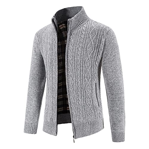 Pullover & Strickjacken für Herren, Cardigan Herren, Strickmantel Zipper Trachtenjacken Fein-Strick Dickere Fleecejacke Hochgeschlossen Warm Winterjacke Klassischer Solide Sweaters Lounge Winter von Eauptffy