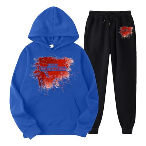 Sportanzug Damen, Kapuzenpulli und Sweathosen, Hoodie Anzug mit Blut Entsetzen Sportanzug Kapuzen 2 Stück Sweatsuit Lockere Lässiger Lounge Set 2024 Modische Streetwear Running von Eauptffy