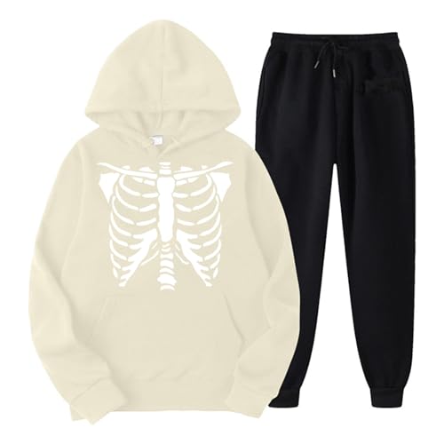 Sportanzug Damen Große Größen, Hoody und Sweatpants, Hoody Set Bedruckte Halloween Jogginghose Set Kapuze Zweiteilige Sweatsuit Lockere Lässiger Loungewear Winter Modische Bekleidungsset Jogger von Eauptffy