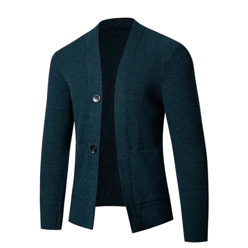 Trachten Jacke, Cardigan Herren, Herrenstrickjacken mit Knopfverschluss Fleecejacke V-Ausschnitt Warm Trachtenjanker Dickere Fein-Strick Übergangsjacke Basic Einfarbige Sweater Lässige Weiches von Eauptffy