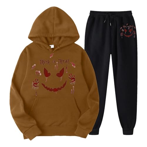 Tracksuit Baggy Damen, Hoodies und Freizeithosen, Kapuzenpullover Set Horror Blut Verletzung Jogginganzug 2-Teilige Kappe Tracksuit Lässiger Baggy Freizeitanzug Stilvolle 2024 Activewear Jogger von Eauptffy