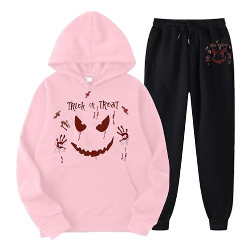 Tracksuit Baggy Damen, Hoodies und Freizeithosen, Kapuzenpullover Set Horror Blut Verletzung Jogginganzug 2-Teilige Kappe Tracksuit Lässiger Baggy Freizeitanzug Stilvolle 2024 Activewear Jogger von Eauptffy