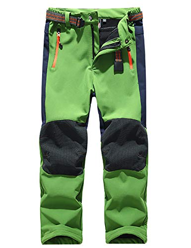 Echinodon Kinder Softshellhose mit Fleecefütterung Hose Wasserabweisend Winddicht Atmungsaktiv Warm Funktionshose Skihose Regenhose Jungen Mädchen Sporthose Wanderhose Grün M von Echinodon